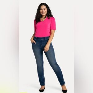 Betabrand Straight Leg 7 Pocket Denim Jeans Large Petite